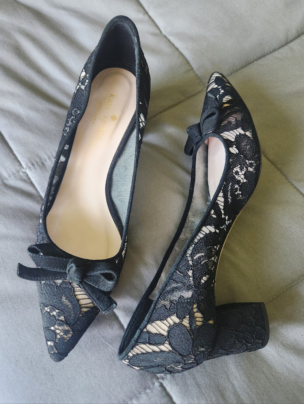 Kate Spade Madelaine lace block heel pumps